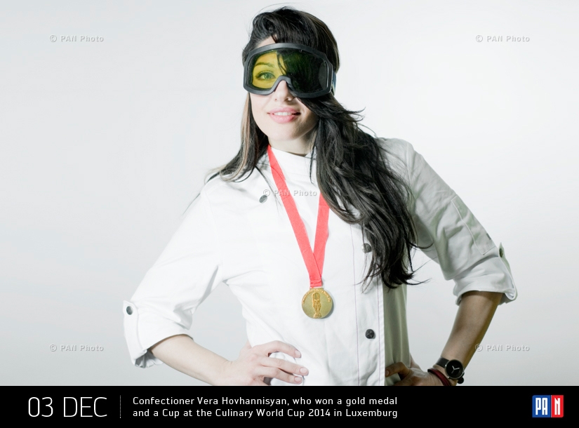 Confectioner Vera Hovhannisyan, who won a gold medal and a Cup at the Culinary World Cup 2014 in Luxemburg