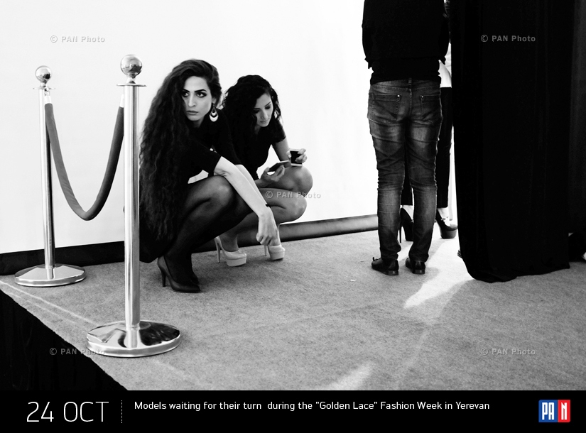  Models waiting for their turn  during the  Golden Lace” Fashion Week in Yerevan, Armenia
