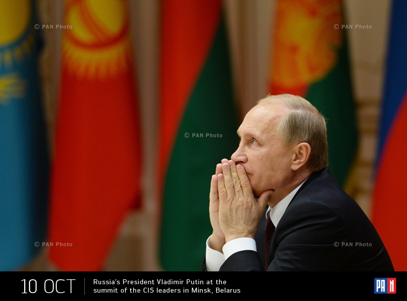 Russia’s President Vladimir Putin at the summit of the CIS leaders in Minsk, Belarus