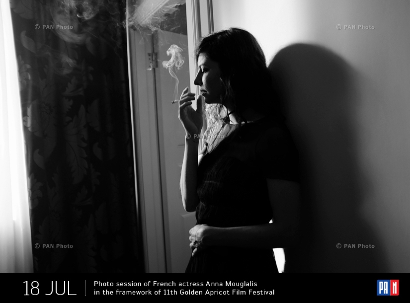 Photo session of French actress Anna Mouglalis in the framework of 11th Golden Apricot Film Festival. Yerevan, Armenia