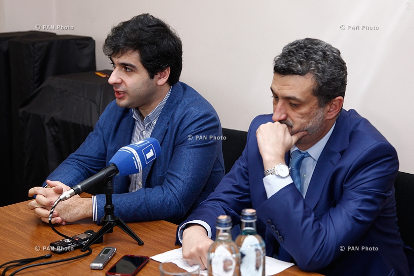 Press conference of Art director and chief conductor of State Youth Orchestra of Armenia Sergey Smbatyan and director Aram Sukiasyan