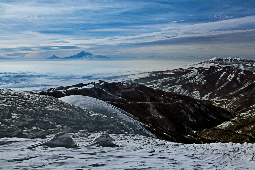 Mount Ararat from Tsaghkunyac Mountain Range, Armenia
