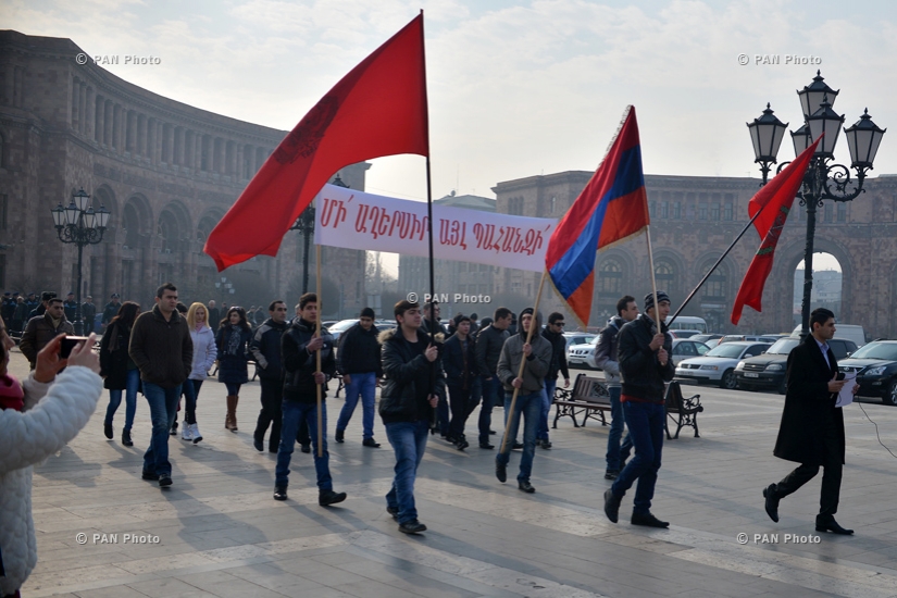 Protest march of  Sarkis Dkhruni Students and the Youth Union of Social Democrat Hunchakian Party (SDHP)