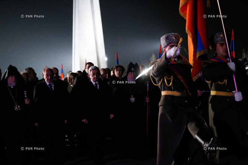 Promulgation ceremony of the Pan-Armenian Declaration on the 100th Anniversary of the Armenian Genocide at Tsitsernakaberd Memorial