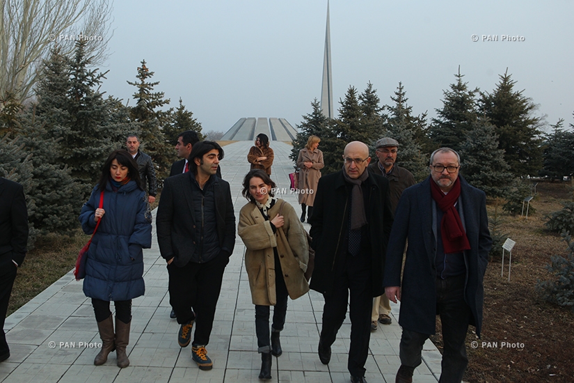«The Cut» film shooting group- Fatih Akın, Mardik Martin, Ruben Dishdishyan and Aram Movsesyan visit Tsitsernakaberd Memorial