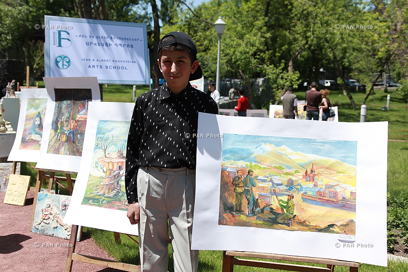 Opening of My Home, Armenia children's art exhibition and sale at Lovers' Park in Yerevan