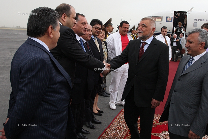 President of Croatia Stjepan Mesić arrives in Armenia