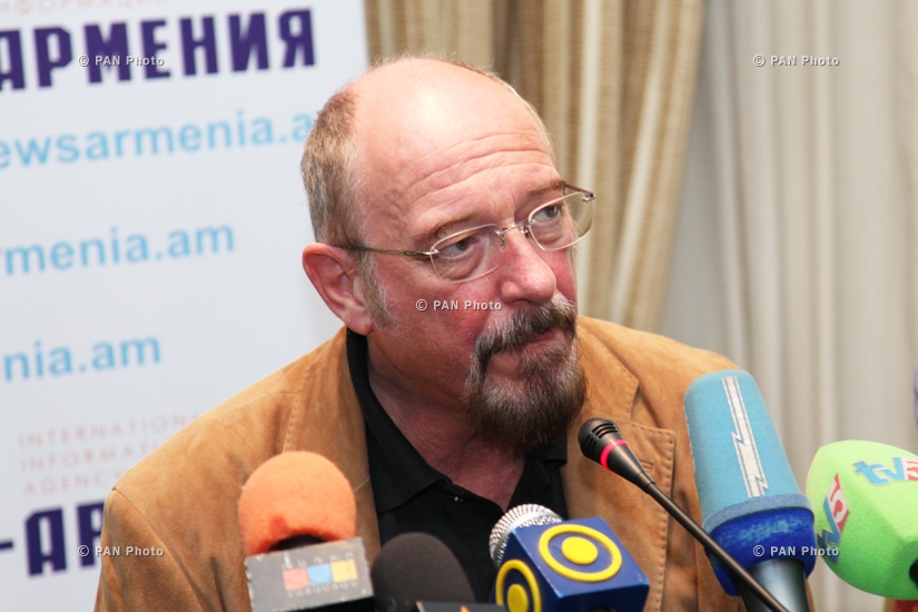 Press conference of Jethro Tull British rock group and Ian Anderson