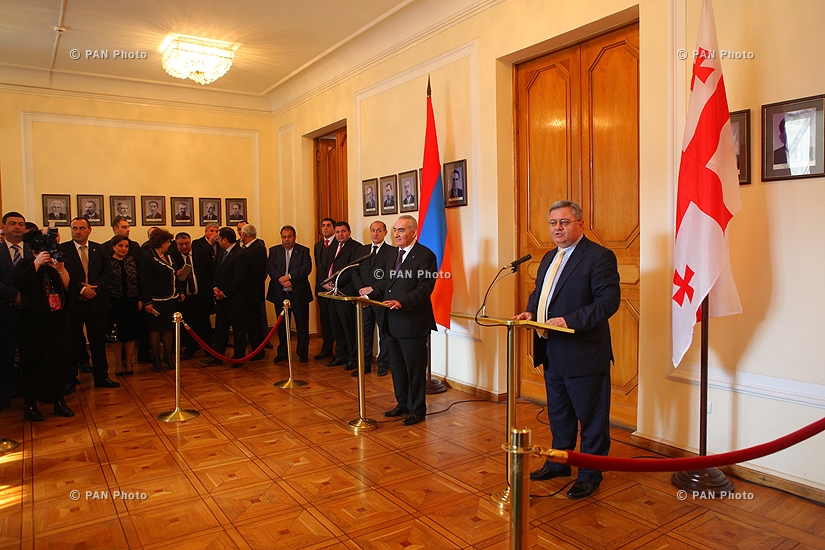 Joint press conference of Speaker of the Parliament of Georgia David Usupashvili and  speaker of the Armenian parliament Galust Sahakyan