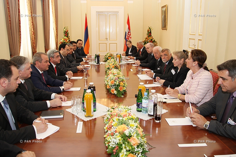 Meeting of President of Croatia Stjepan Mesić and Armenian President Serzh Sargsyan and negotiations between delegations