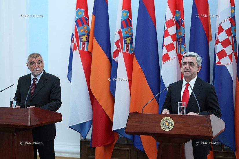 Joint press conference of President of Croatia Stjepan Mesić and Armenian President Serzh Sargsyan