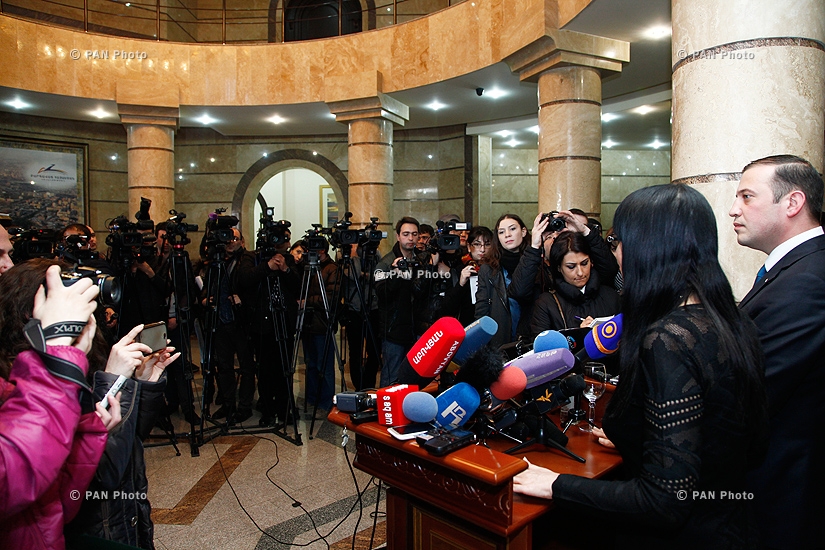 Press conference of Prosperous Armenia Party members Naira Zohrabyan, Vahan Babayan and Vahe Hovhannisyan