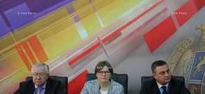 Пресс-конференция сопредседателей ПА «Евронест» ориса Тарасюка, Виктора Долидзе и Хейди Хаутала
