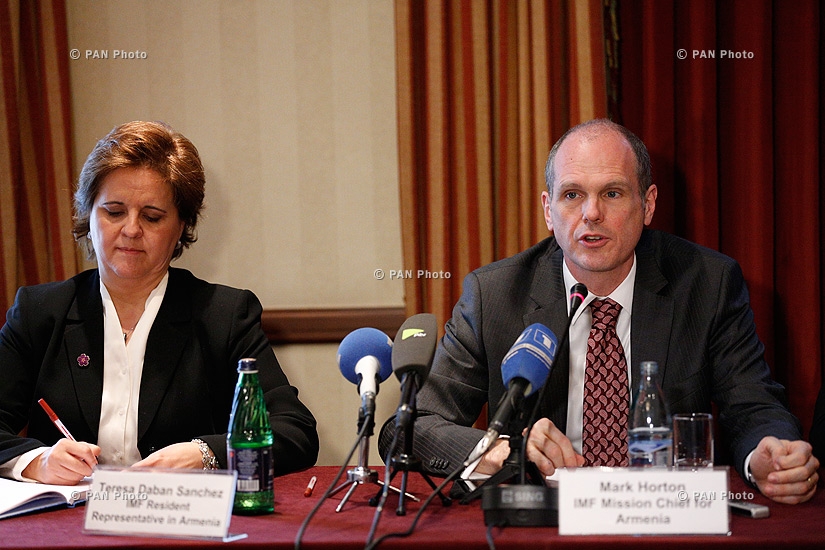 Пресс-конференция представителя МВФ в Армении Терезы Дабан Санчес и главы армянской миссии МВФ Марка Хортона