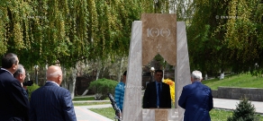 Unveiling of the Armenian Genocide centennial monument and planting of 100 trees at Armenian parliament yard