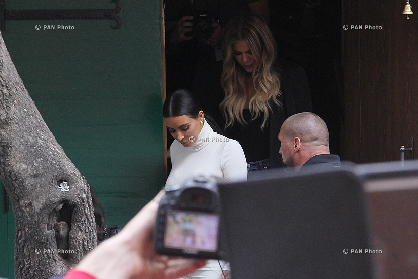 Kim Kardashian and Khloe Kardashian take a walk through sightseeings of Yerevan