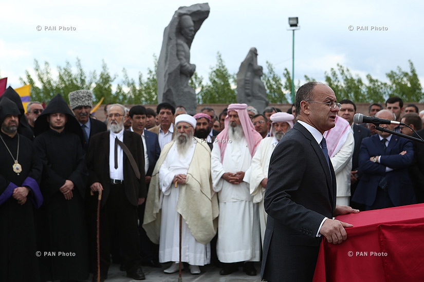 Unveiling of the monument to Armenians and Yezidis killed during Genocide and reburial of Yezidi hero of Sardarapat battle Jahangir Agha