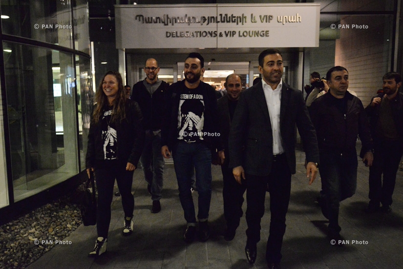 American mixed martial artist, judoka and actress Ronda Jean Rousey and  Muay Thai Fighter Melsik Baghdasaryan arrive in Yerevan 