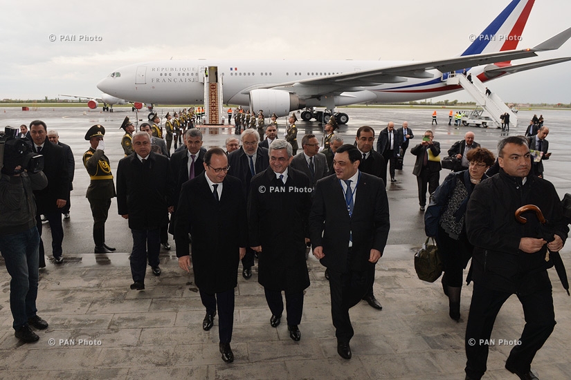 President of France François Hollande arrives in Yerevan