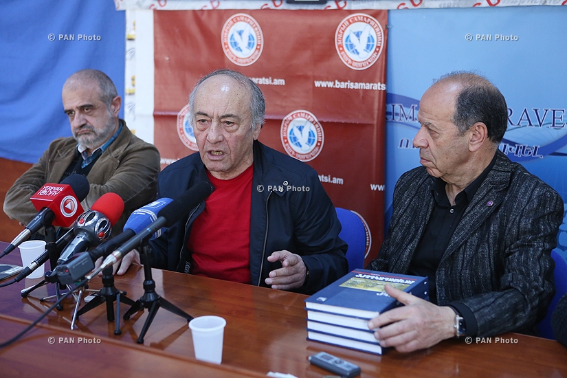 Press conference of author Meruzhan Ter-Gulanyan, Armenian Artists’ Union’s chairman Karen Aghamyan and Puppet Theater director Ruben Babayan