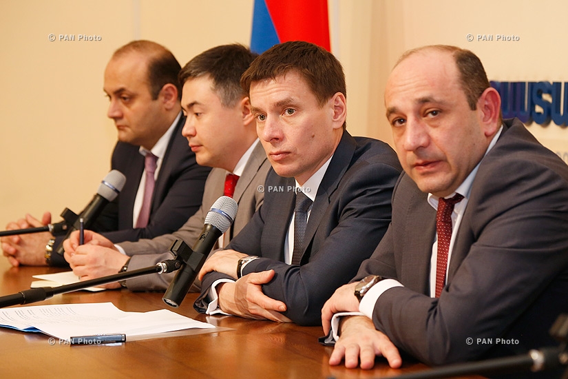Press conference of Eurasian Economic Commission Board members and  First Deputy Minister of international economic integration and reform Suren Karayan