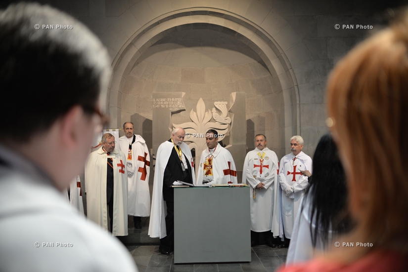 Knights Templars visit Tsitsernakaberd Memorial and sign declaration recognizing Armenian Genocide