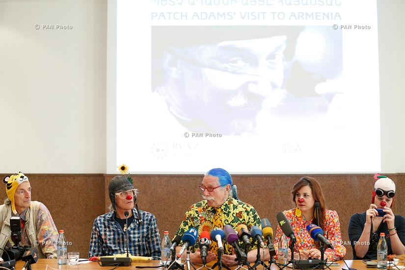 Press conference of medical doctor and clown Patch Adams