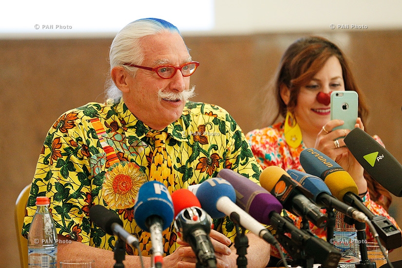 Press conference of medical doctor and clown Patch Adams