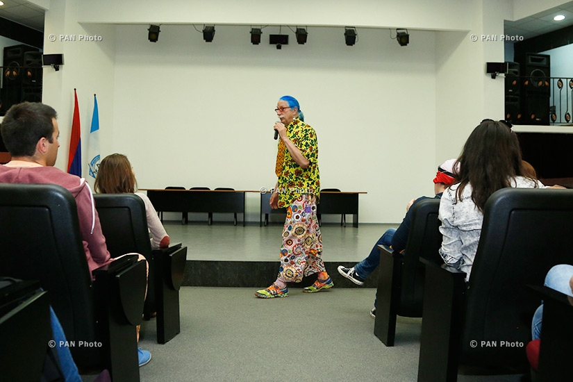 Lecture of medical doctor, clown Patch Adams at Yerevan State Medical University