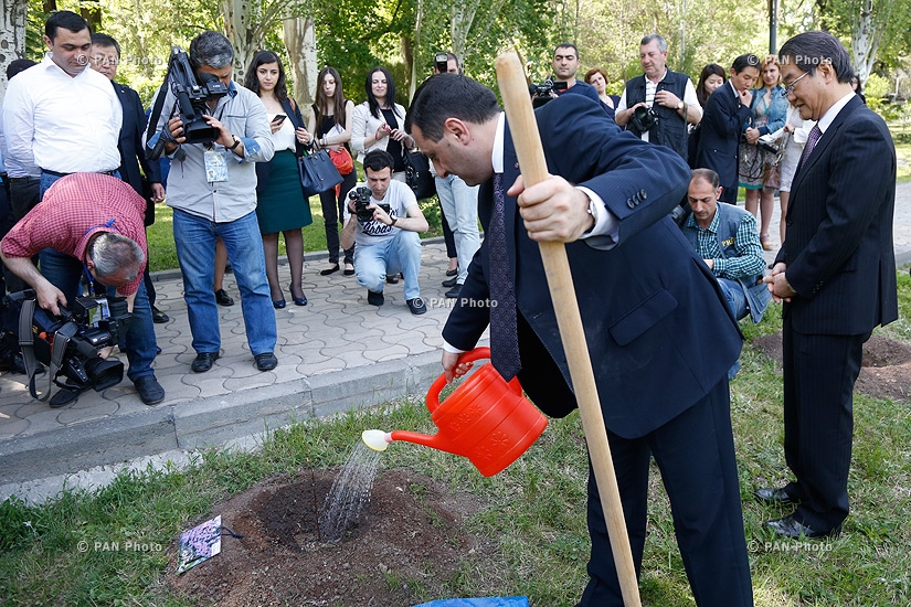 Cherry blossoms (Sakura trees) are planted in the park of National Assembly to symbolize Armenian-Japanese friendship