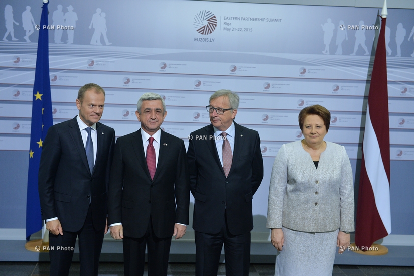 Donald Tusk, Serzh Sargsyan, Jean-Claude Juncker, Laimdota Straujuma