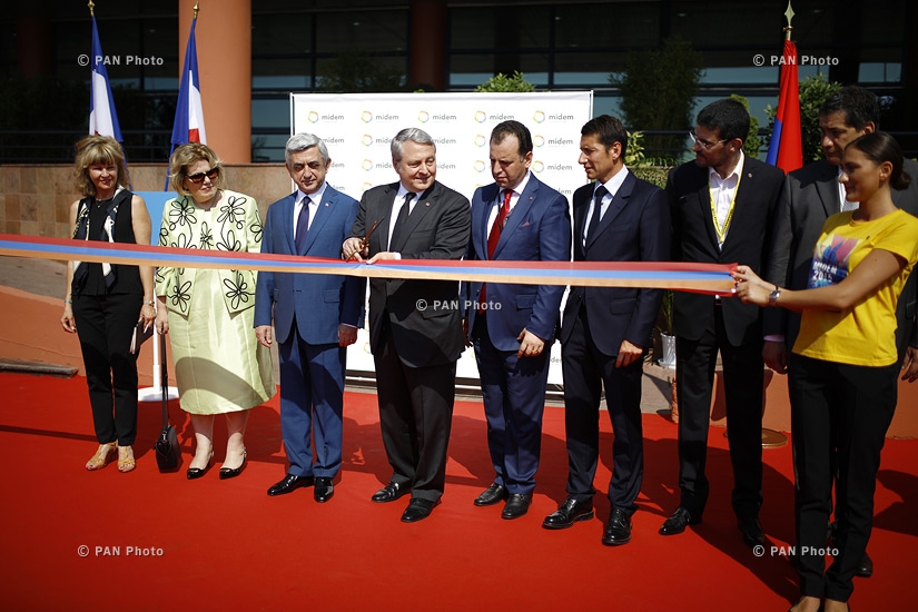 Midem 2015: Official opening, and tour of Armenian President around Armenian pavilion 