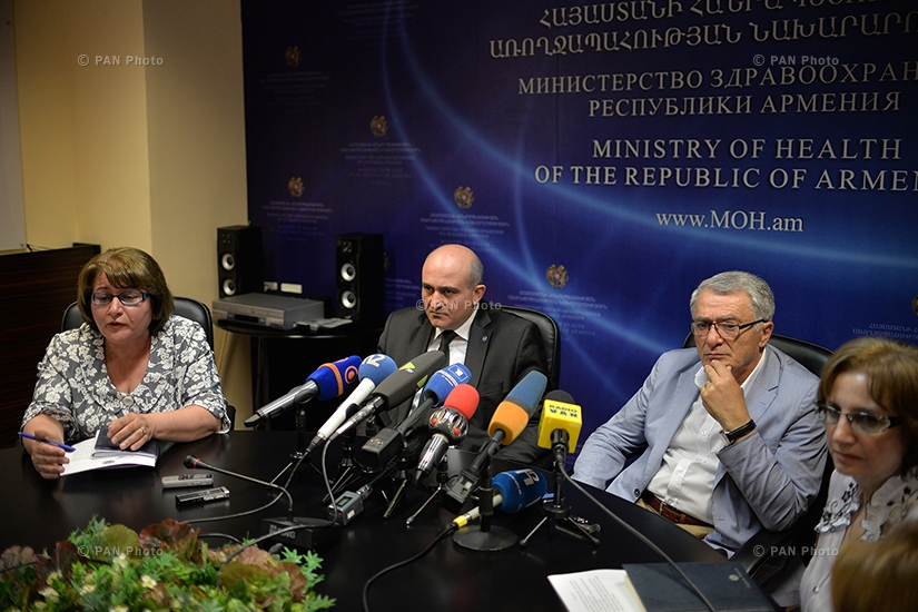 Press conference of Armenia's National Center for Disease Control and Prevention director Artavadz Vanyan and physician  Ara Asoyan