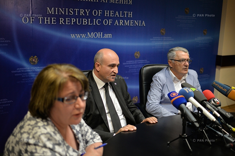 Press conference of Armenia's National Center for Disease Control and Prevention director Artavadz Vanyan and physician  Ara Asoyan