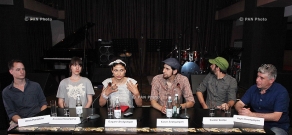 Press conference of Deti Picasso band members  