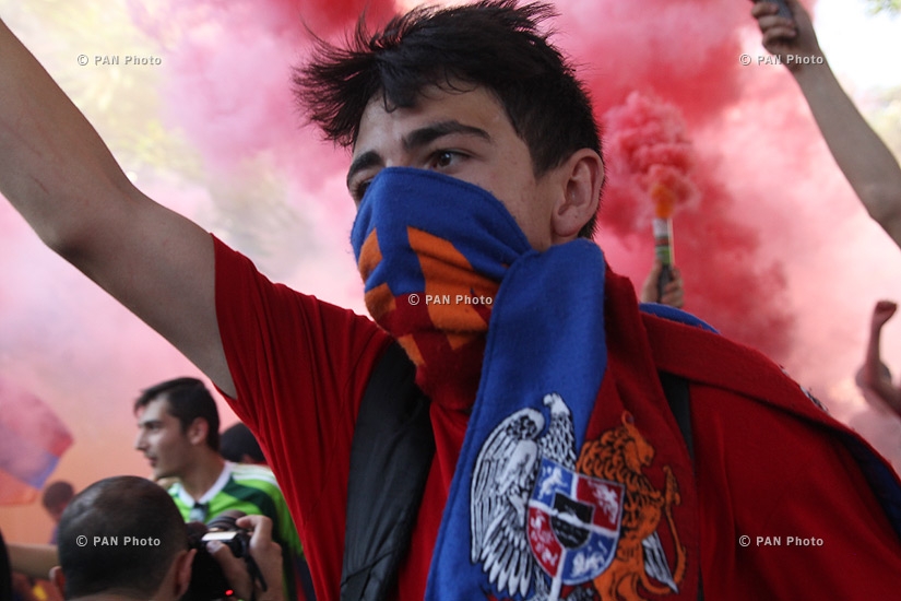 Armenian fans before Armenia vs Portugal football match 