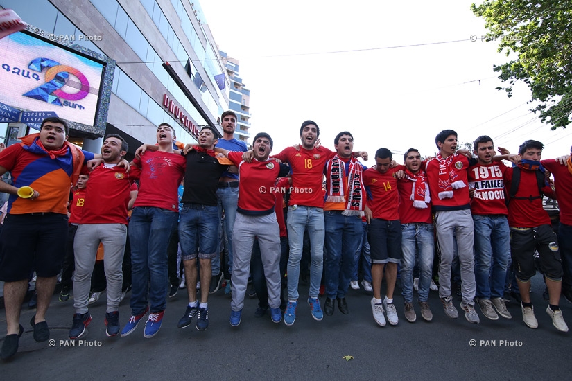 Armenian fans before Armenia vs Portugal football match 