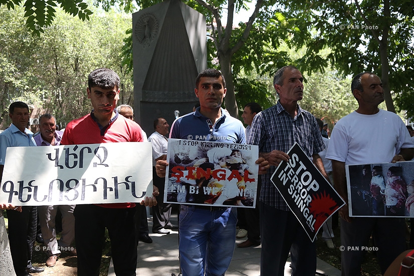 Protest in Yerevan support of Yezidi people massacred by ISIS in Iraq