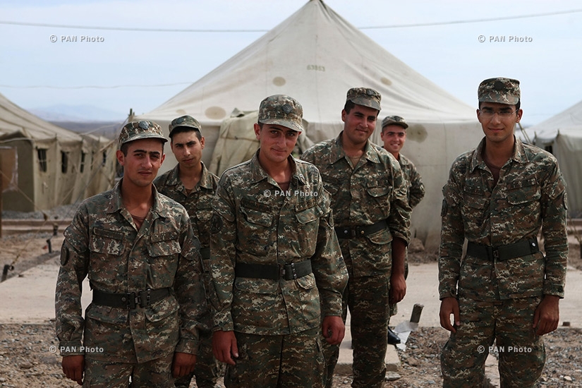 Shant-2015 military exercise: Setting up a conditional tent camp