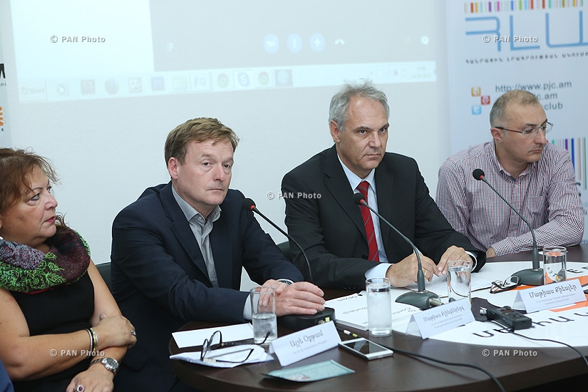 Матиас Кислер, Айше Озлем и Матиас Клингенберг на пресс-конференции подвели итоги первого этапа армяно-турецкой программы по примирению «Действуя вместе»