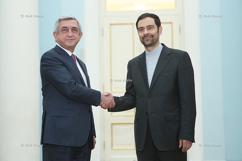 Iran’s newly appointed ambassador to Armenia Seyyed Kazem Sajjad hands his credentials to RA president Serzh Sargsyan