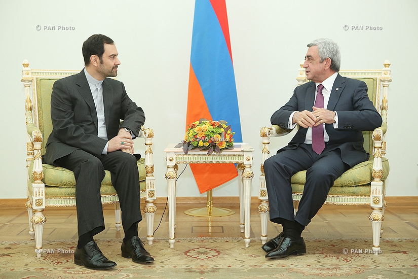 Iran’s newly appointed ambassador to Armenia Seyyed Kazem Sajjad hands his credentials to RA president Serzh Sargsyan