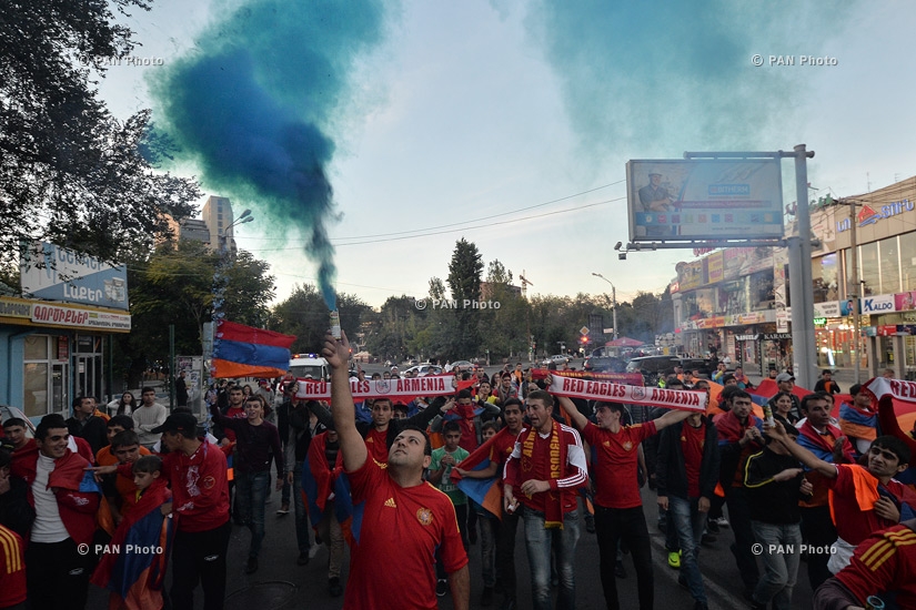 Fans before Armenia vs. Albania football match: Euro 2016 Qualifying 