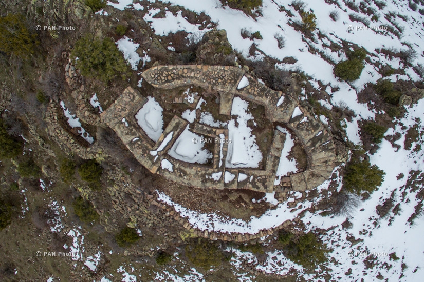 Armenian landscapes: Smbataberd Fortress and Tsakhats Kar Monastery, Vayots Dzor Province