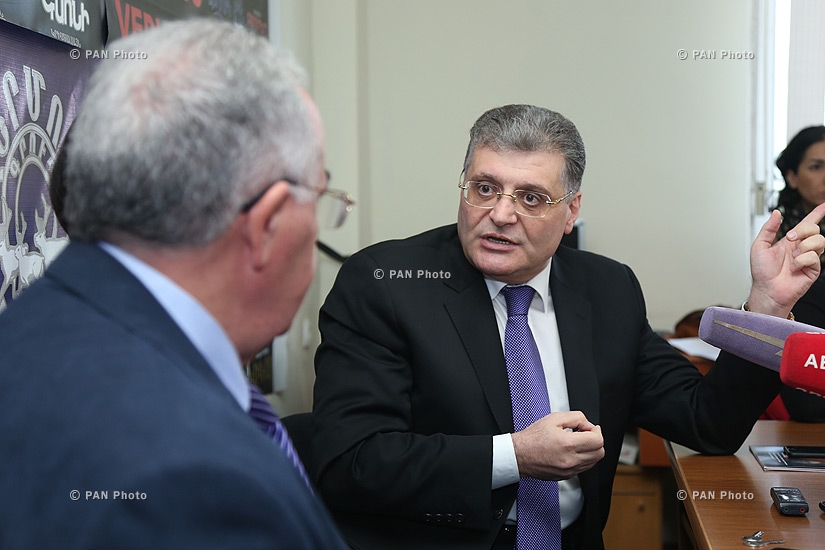 Press conference of Mkrtich Minasyan (RPA) and 'New Times' party leader Aram Karapetyan 