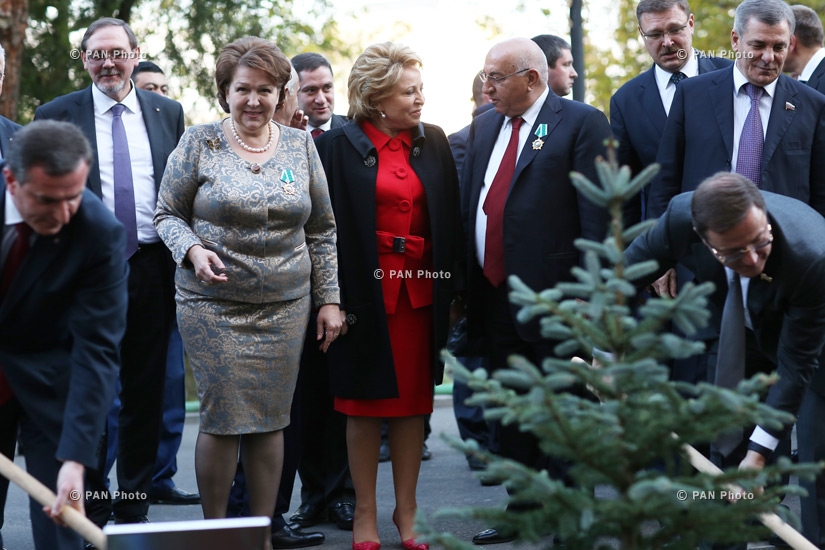 Delegation led by the Speaker of the Council of the Federation of the RF Federal Assembly Valentina Matvienko planted a fir tree symbolizing the Armenian-Russian friendship in the Parliament Park