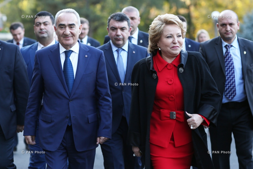 Delegation led by the Speaker of the Council of the Federation of the RF Federal Assembly Valentina Matvienko planted a fir tree symbolizing the Armenian-Russian friendship in the Parliament Park