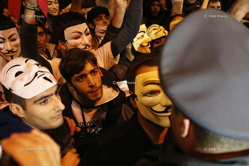 Anonymous Million Mask March in Yerevan's Liberty Square