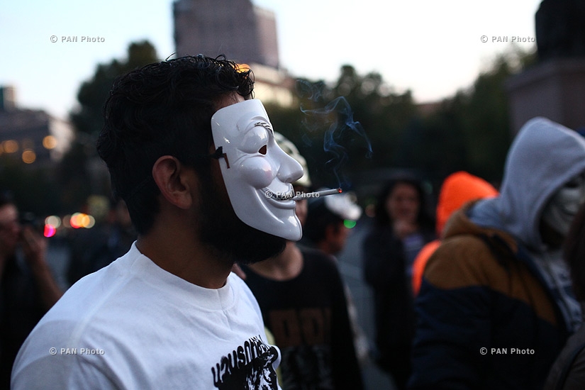 Anonymous Million Mask March in Yerevan's Liberty Square