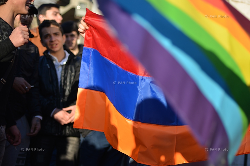 Anti-LGBT protest outside the EU Office in Yerevan 